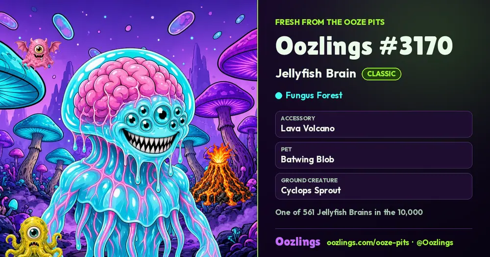 Oozlings #3170, a Classic Jellyfish Brain in Fungus Forest
