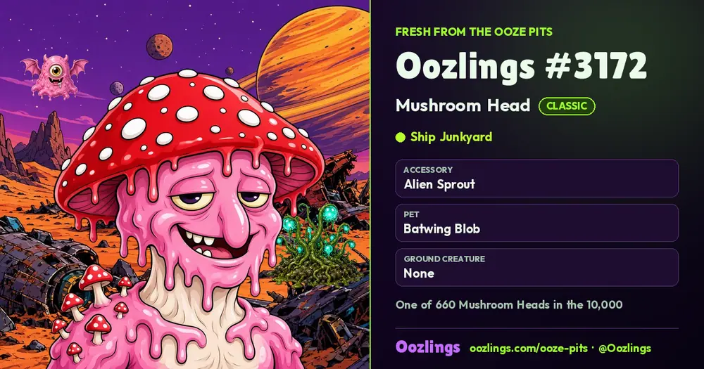 Oozlings #3172, a Classic Mushroom Head in Ship Junkyard