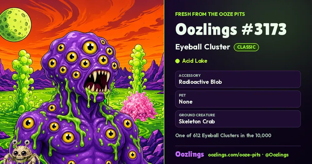 Oozlings #3173, a Classic Eyeball Cluster in Acid Lake
