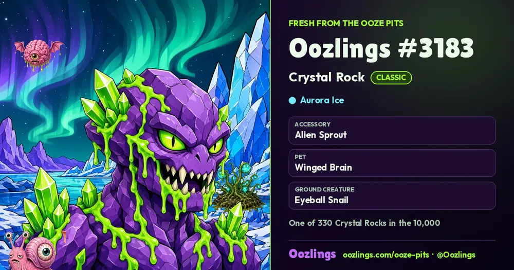 Oozlings #3183, a Classic Crystal Rock in Aurora Ice