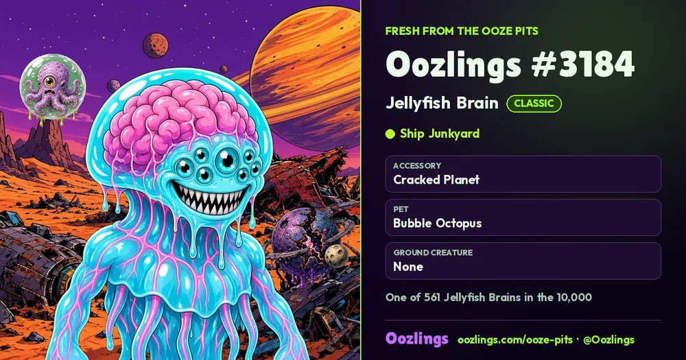 Oozlings #3184, a Classic Jellyfish Brain in Ship Junkyard