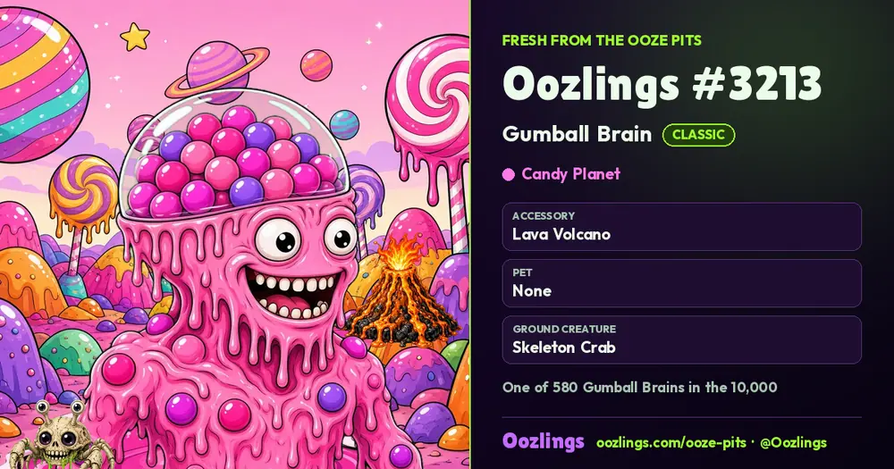 Oozlings #3213, a Classic Gumball Brain in Candy Planet