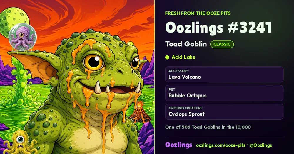 Oozlings #3241, a Classic Toad Goblin in Acid Lake