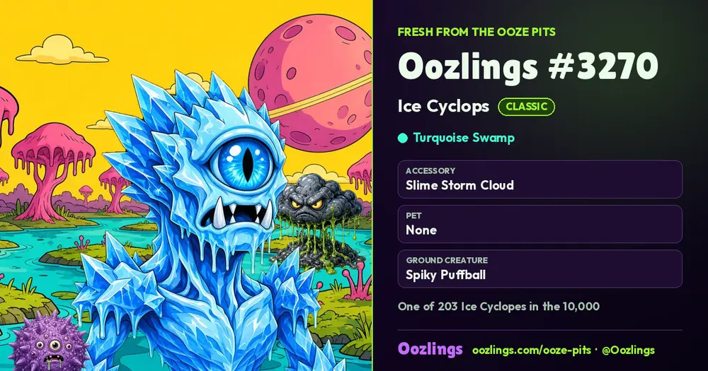 Oozlings #3270, a Classic Ice Cyclops in Turquoise Swamp