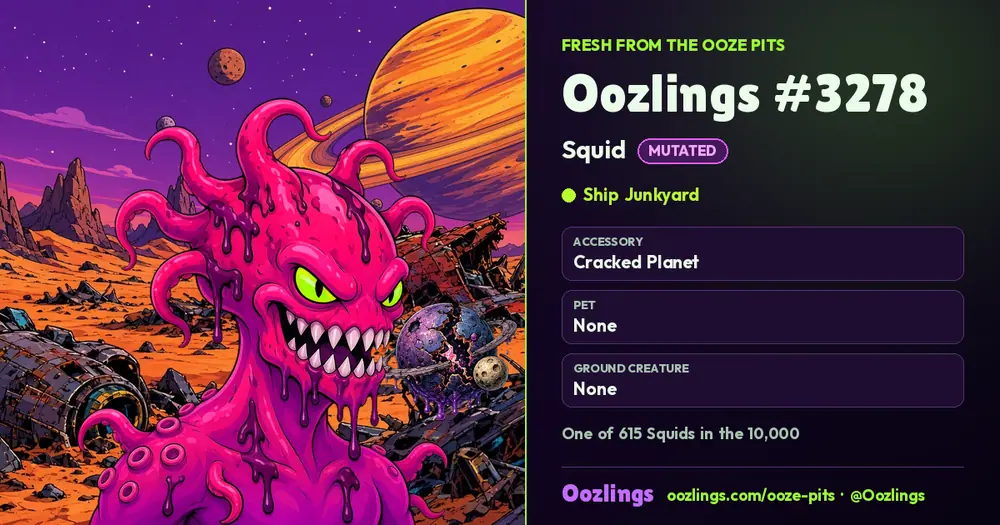 Oozlings #3278, a Mutated Squid in Ship Junkyard