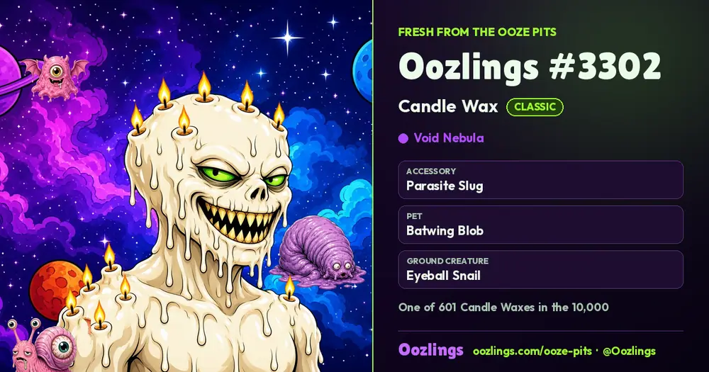 Oozlings #3302, a Classic Candle Wax in Void Nebula