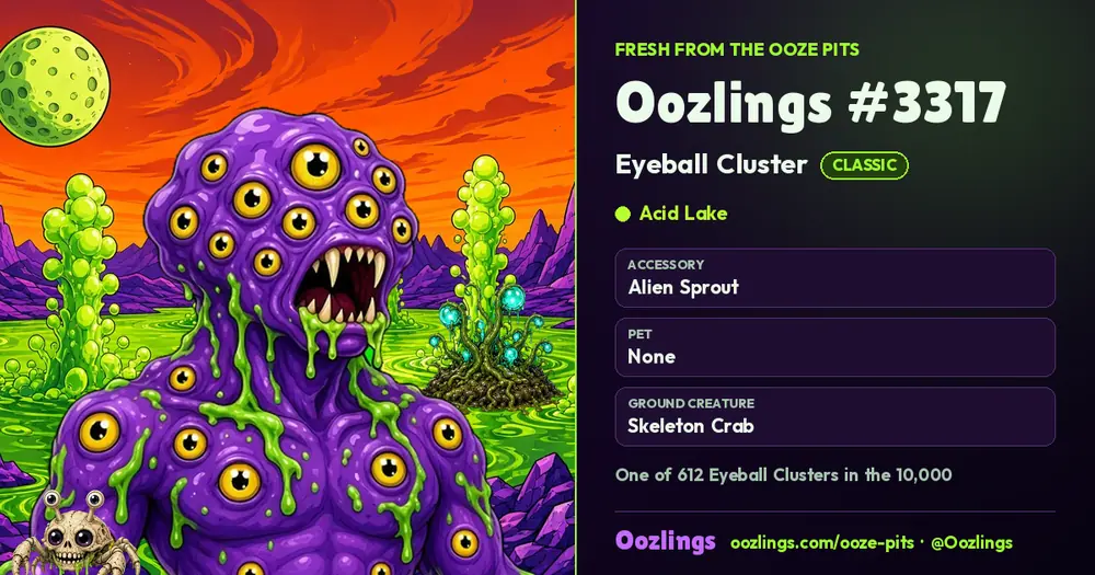 Oozlings #3317, a Classic Eyeball Cluster in Acid Lake