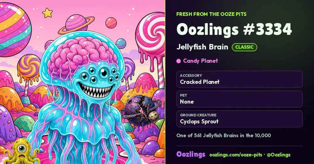 Oozlings #3334, a Classic Jellyfish Brain in Candy Planet