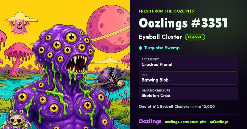 Oozlings #3351, a Classic Eyeball Cluster in Turquoise Swamp