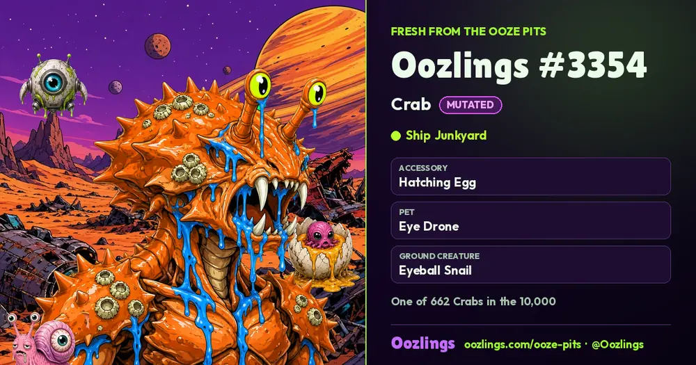 Oozlings #3354, a Mutated Crab in Ship Junkyard