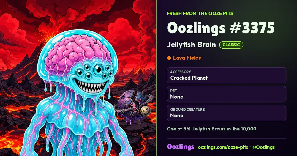 Oozlings #3375, a Classic Jellyfish Brain in Lava Fields