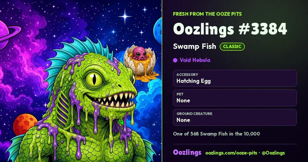 Oozlings #3384, a Classic Swamp Fish in Void Nebula