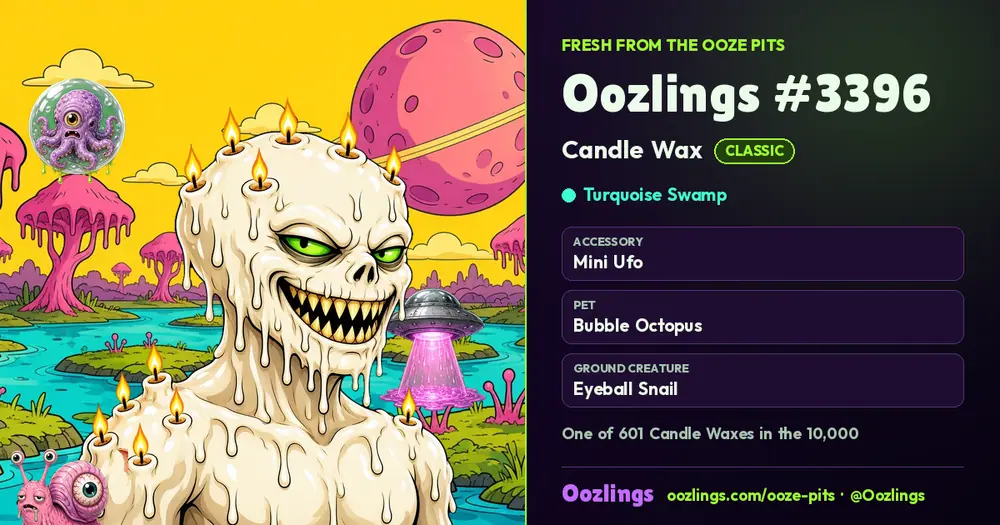 Oozlings #3396, a Classic Candle Wax in Turquoise Swamp