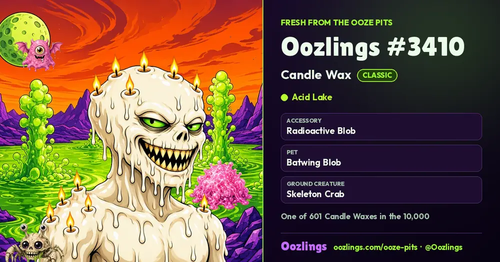 Oozlings #3410, a Classic Candle Wax in Acid Lake