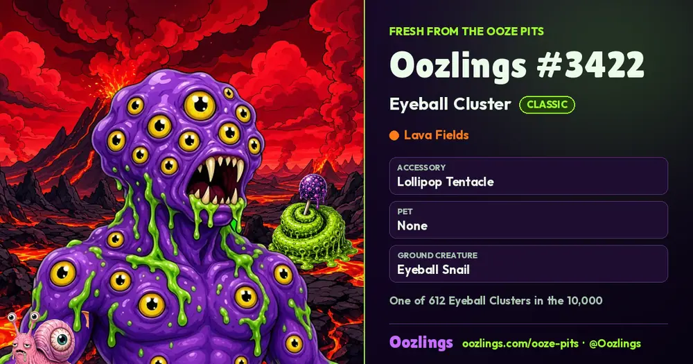 Oozlings #3422, a Classic Eyeball Cluster in Lava Fields