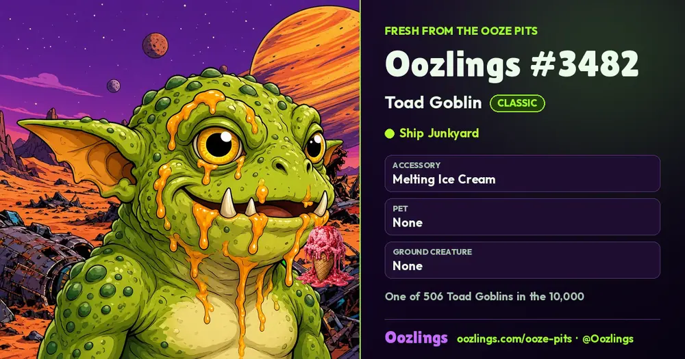 Oozlings #3482, a Classic Toad Goblin in Ship Junkyard