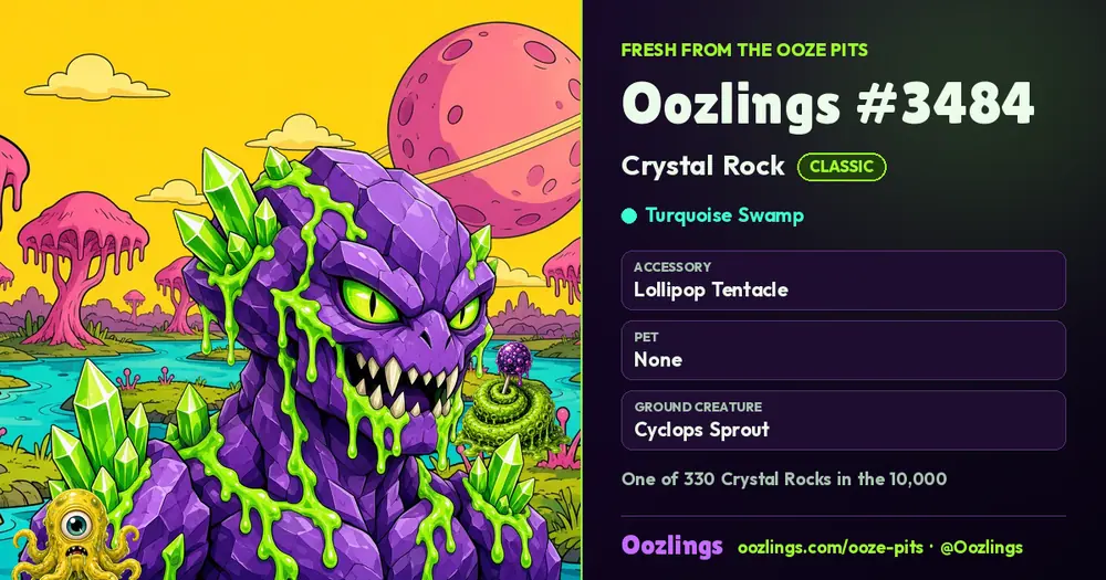 Oozlings #3484, a Classic Crystal Rock in Turquoise Swamp