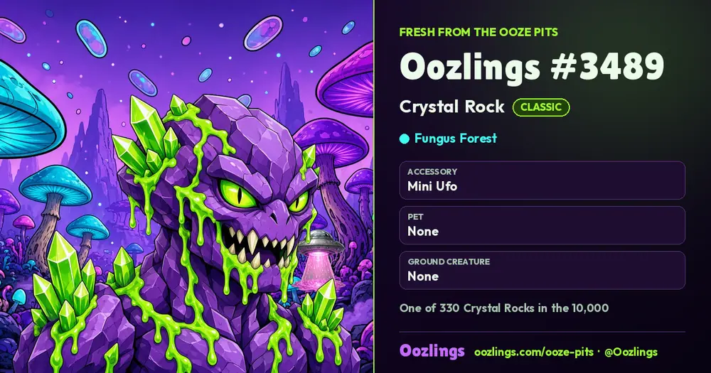 Oozlings #3489, a Classic Crystal Rock in Fungus Forest