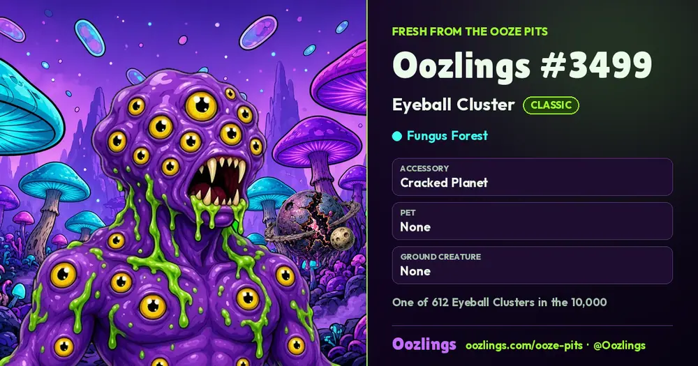 Oozlings #3499, a Classic Eyeball Cluster in Fungus Forest