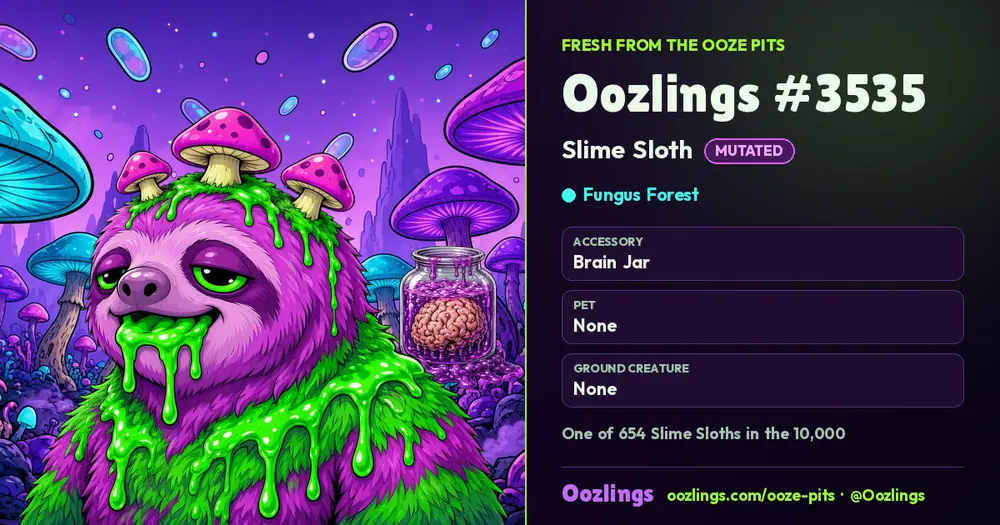 Oozlings #3535, a Mutated Slime Sloth in Fungus Forest