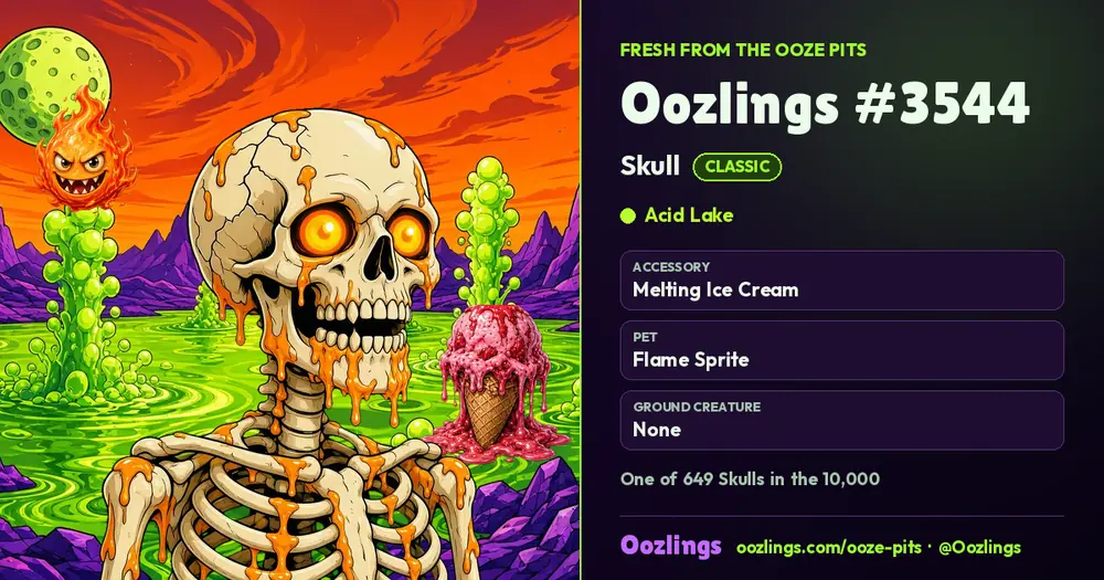 Oozlings #3544, a Classic Skull in Acid Lake