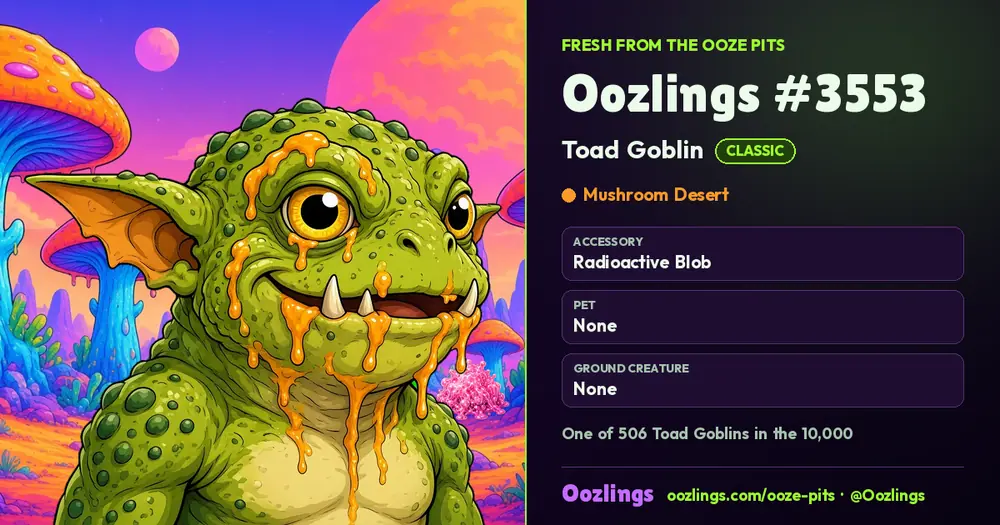 Oozlings #3553, a Classic Toad Goblin in Mushroom Desert