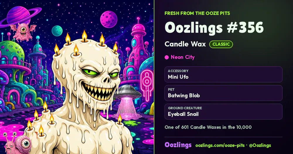 Oozlings #356, a Classic Candle Wax in Neon City