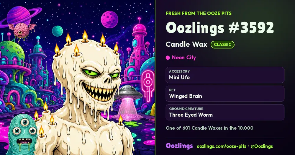 Oozlings #3592, a Classic Candle Wax in Neon City