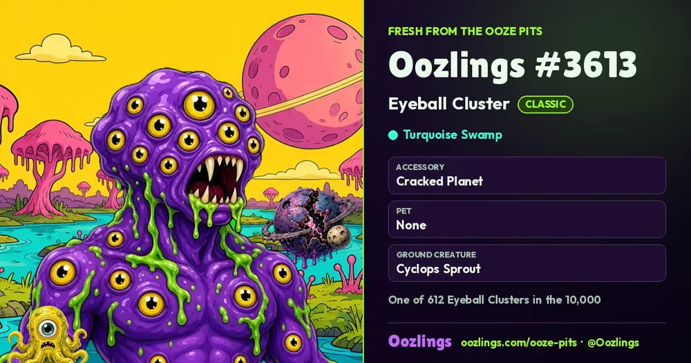 Oozlings #3613, a Classic Eyeball Cluster in Turquoise Swamp