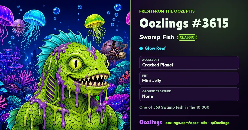 Oozlings #3615, a Classic Swamp Fish in Glow Reef