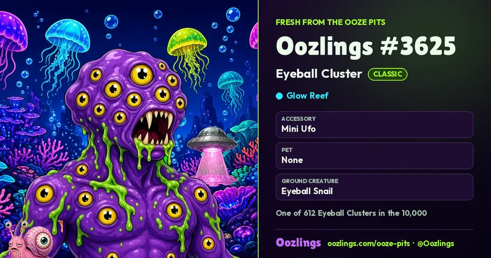 Oozlings #3625, a Classic Eyeball Cluster in Glow Reef