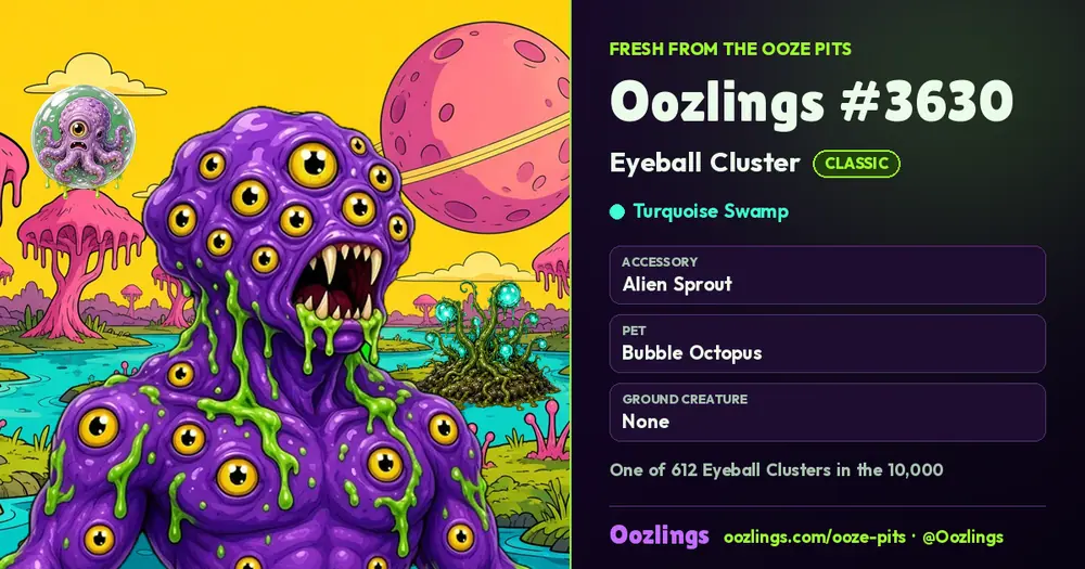 Oozlings #3630, a Classic Eyeball Cluster in Turquoise Swamp