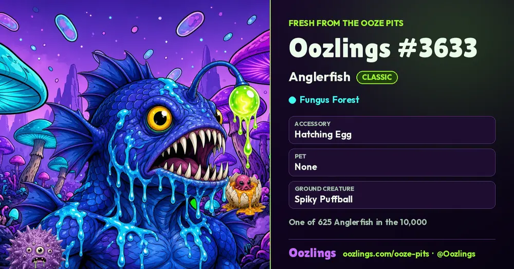 Oozlings #3633, a Classic Anglerfish in Fungus Forest