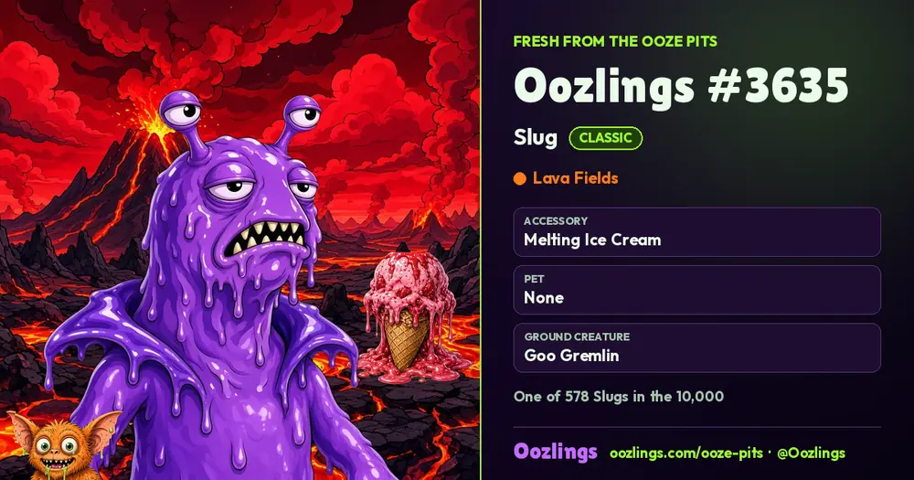 Oozlings #3635, a Classic Slug in Lava Fields