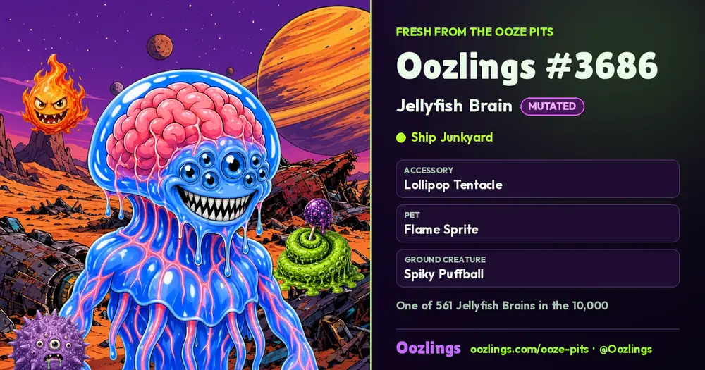 Oozlings #3686, a Mutated Jellyfish Brain in Ship Junkyard