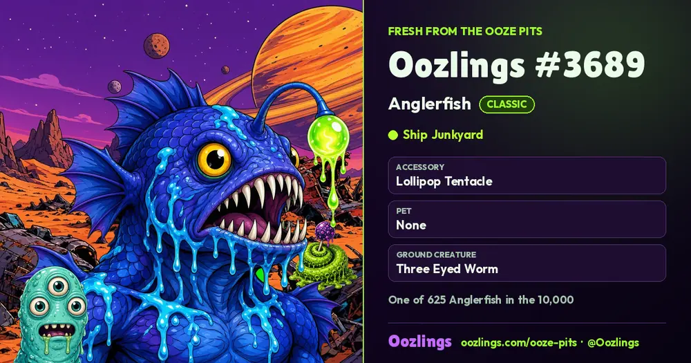 Oozlings #3689, a Classic Anglerfish in Ship Junkyard