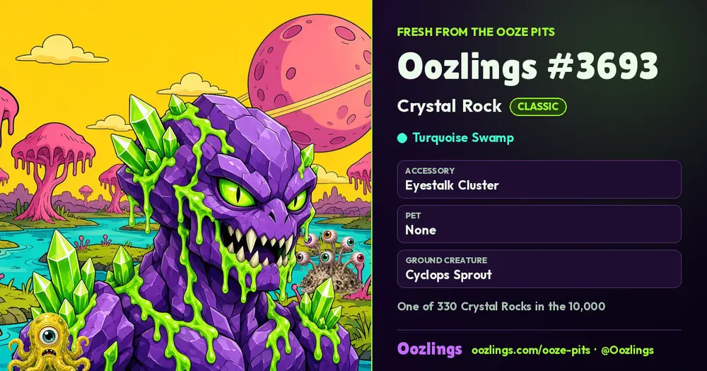 Oozlings #3693, a Classic Crystal Rock in Turquoise Swamp