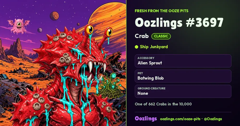 Oozlings #3697, a Classic Crab in Ship Junkyard