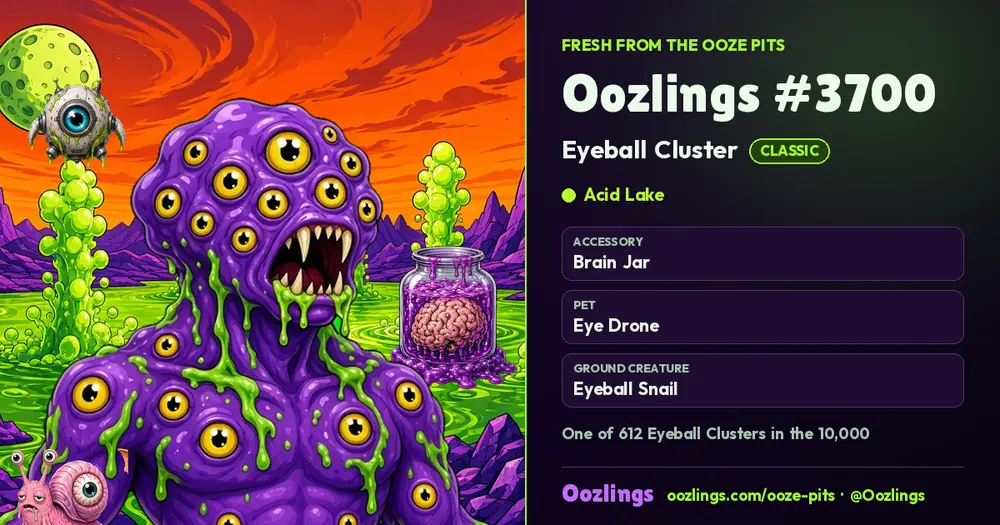 Oozlings #3700, a Classic Eyeball Cluster in Acid Lake