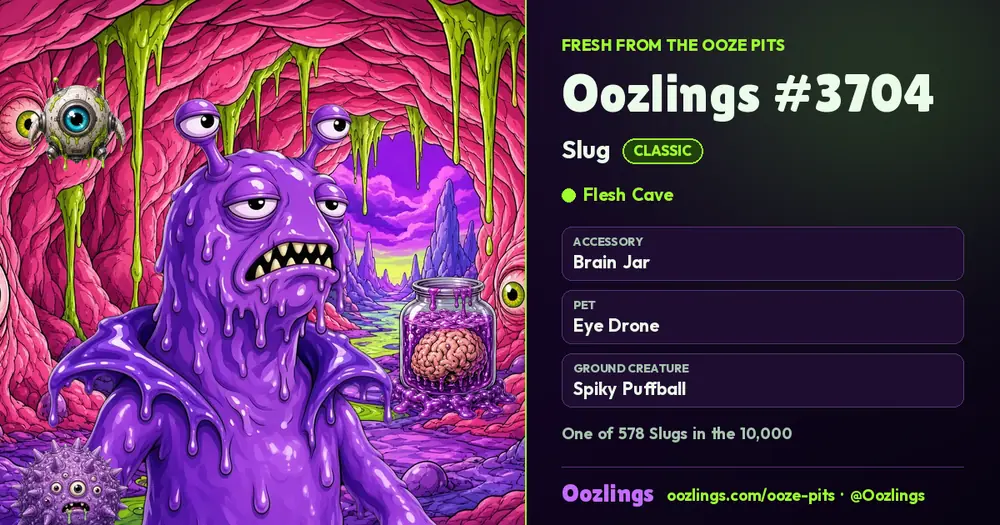 Oozlings #3704, a Classic Slug in Flesh Cave