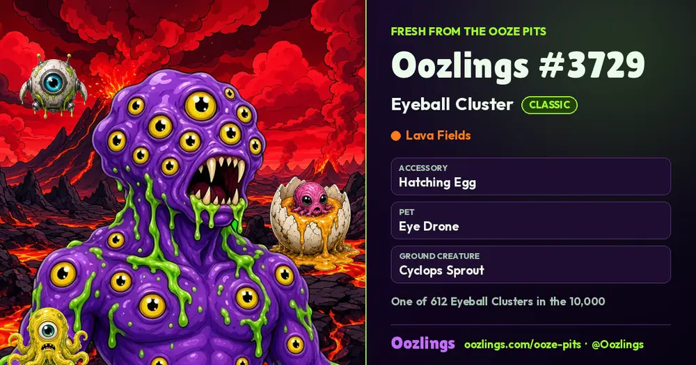 Oozlings #3729, a Classic Eyeball Cluster in Lava Fields