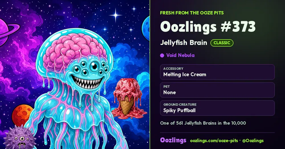 Oozlings #373, a Classic Jellyfish Brain in Void Nebula