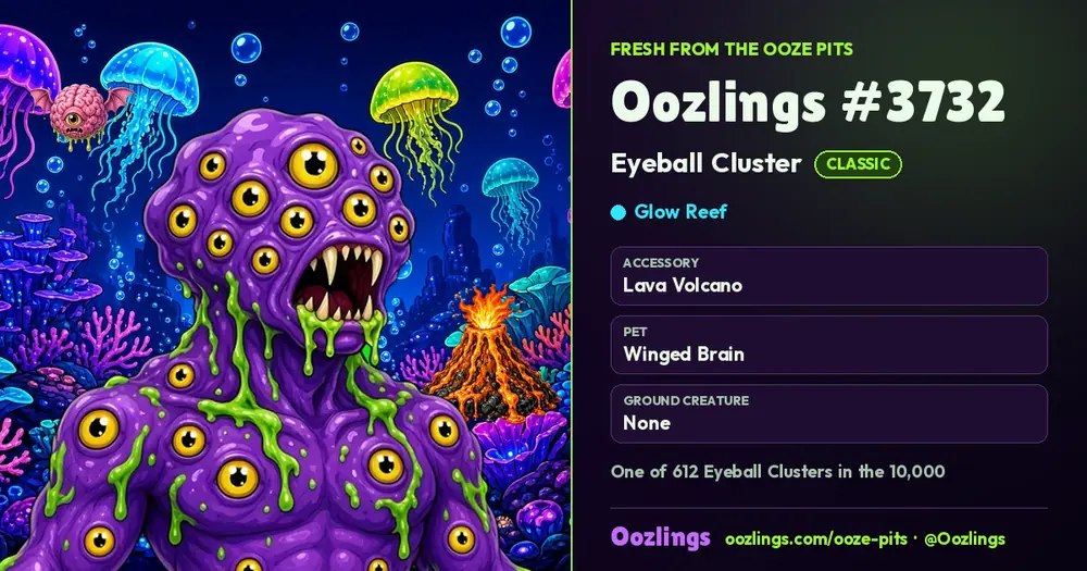 Oozlings #3732, a Classic Eyeball Cluster in Glow Reef
