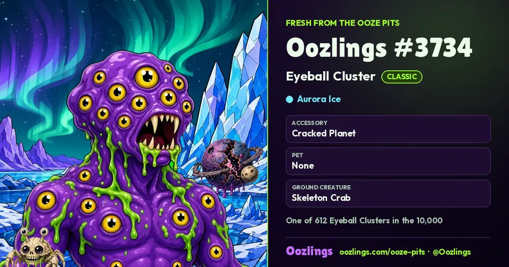 Oozlings #3734, a Classic Eyeball Cluster in Aurora Ice