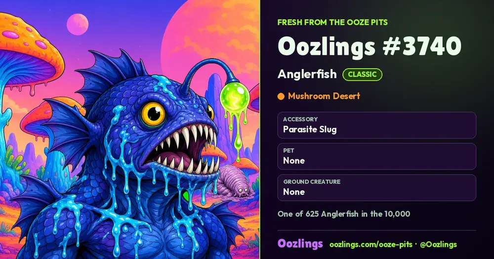 Oozlings #3740, a Classic Anglerfish in Mushroom Desert