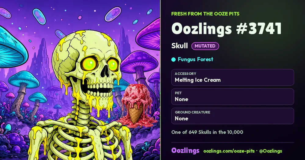 Oozlings #3741, a Mutated Skull in Fungus Forest
