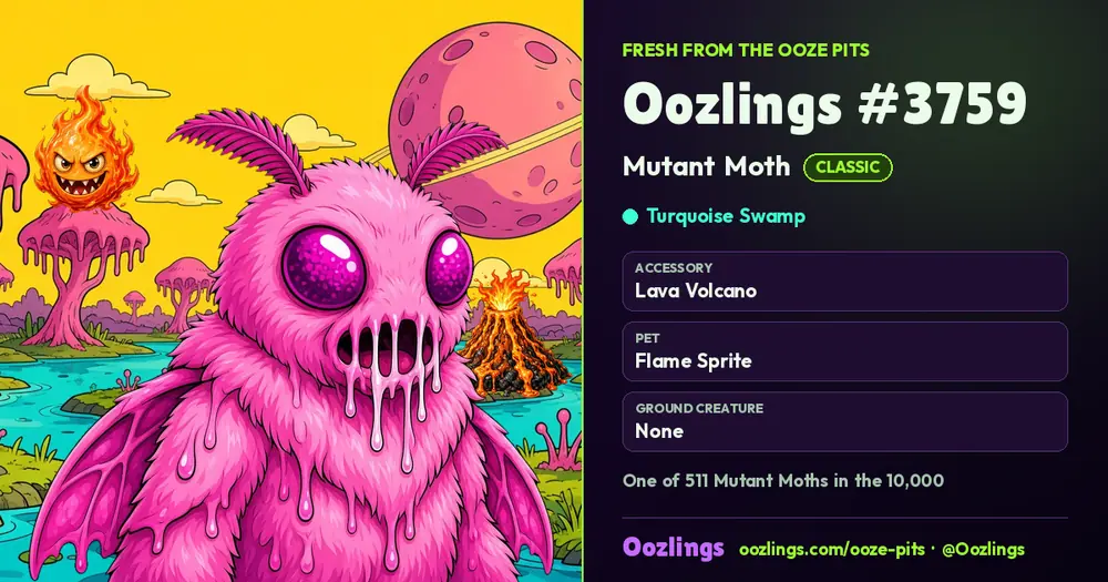 Oozlings #3759, a Classic Mutant Moth in Turquoise Swamp