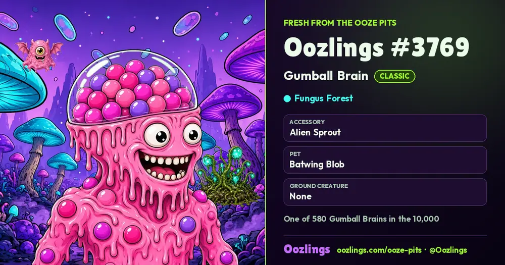 Oozlings #3769, a Classic Gumball Brain in Fungus Forest