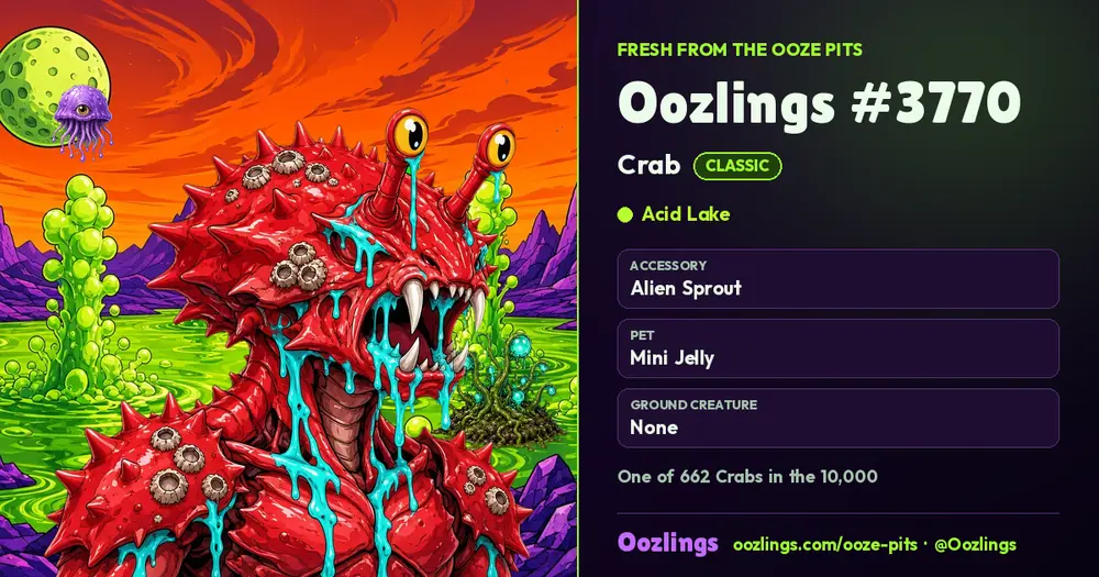 Oozlings #3770, a Classic Crab in Acid Lake