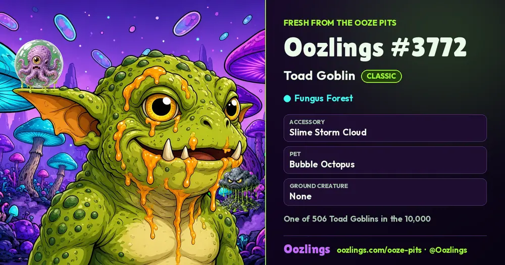 Oozlings #3772, a Classic Toad Goblin in Fungus Forest